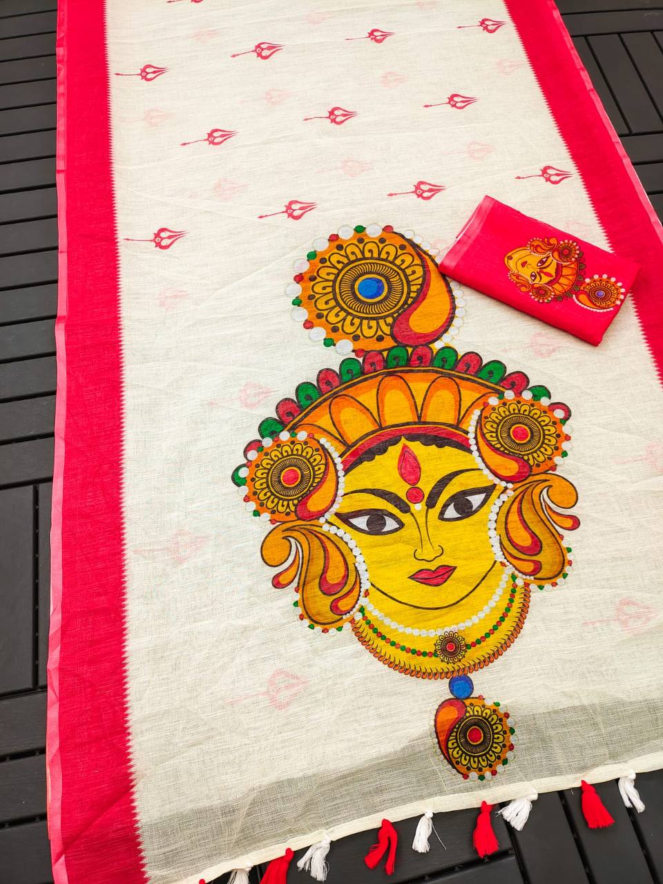 Digital print linen saree theme Devi - Trinayani