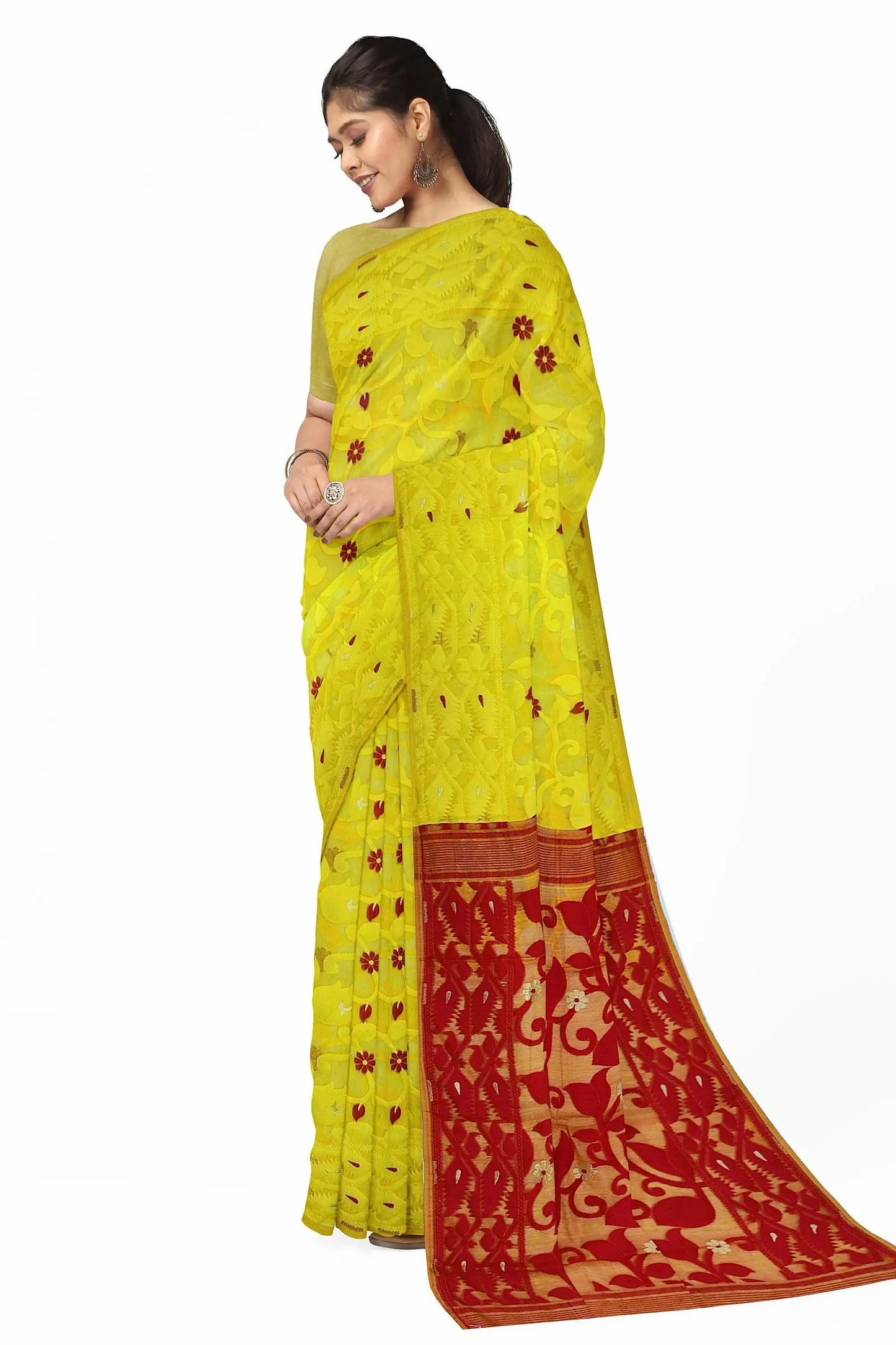 Dhakai Jamdani PK Lata Yellow colour