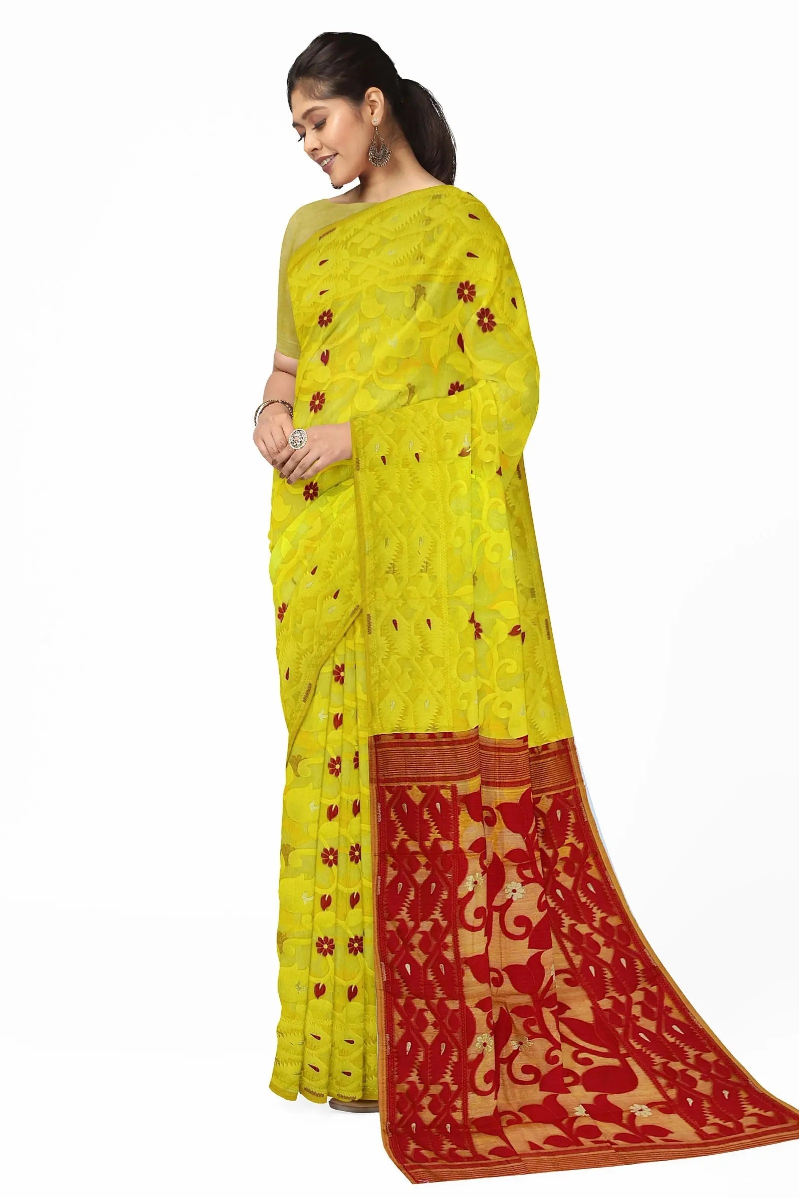 Dhakai Jamdani PK Lata Yellow colour