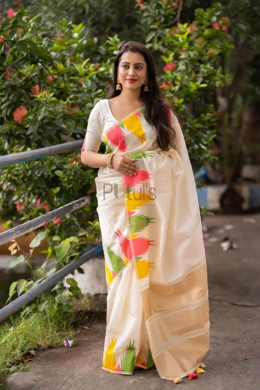 Temple border soft silk saree Putul's Fashion