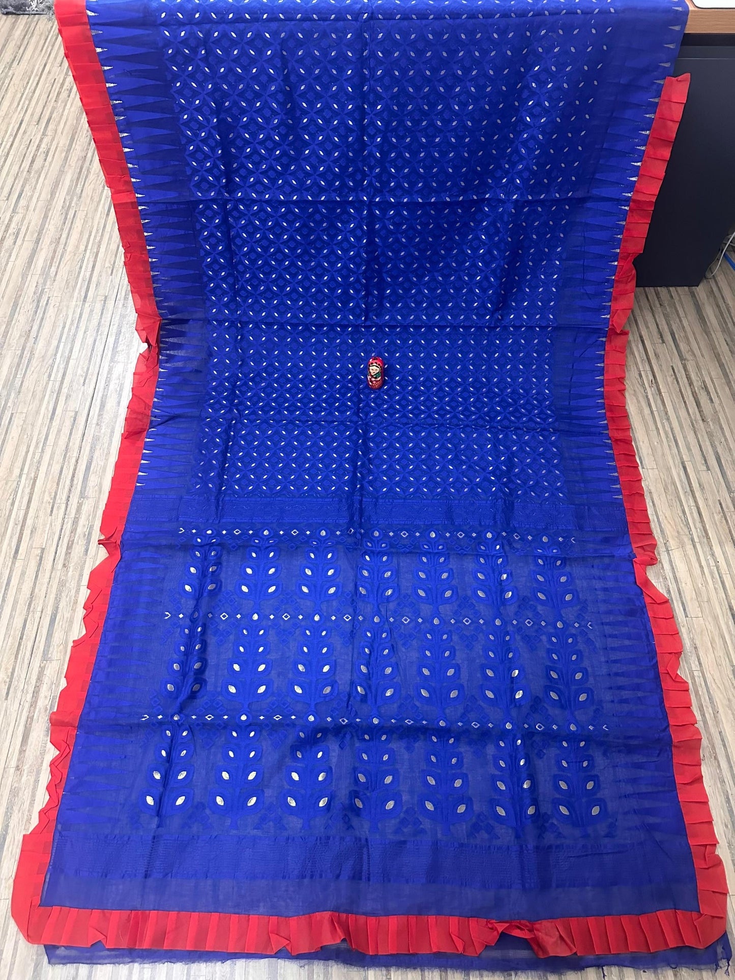 Frill bengal soft resham dhakai jamdani - Blue