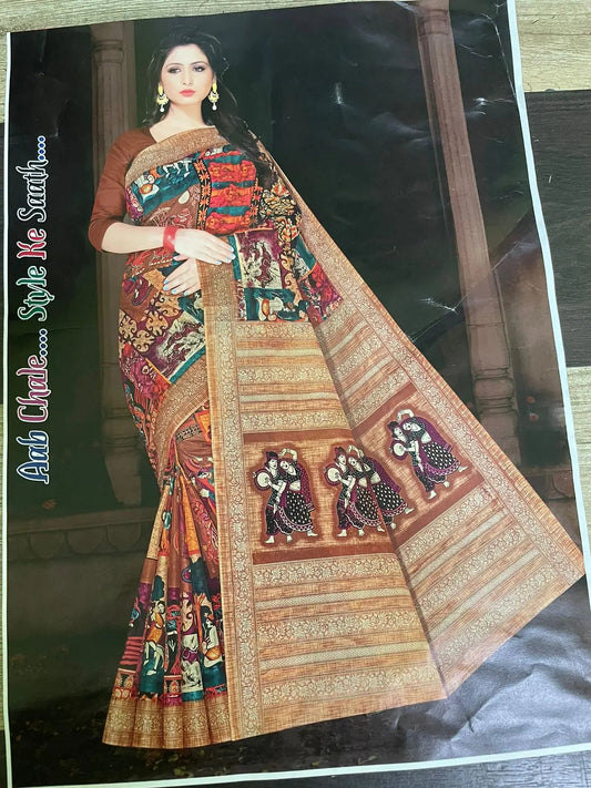 Cotton printed saree Putul's fashion