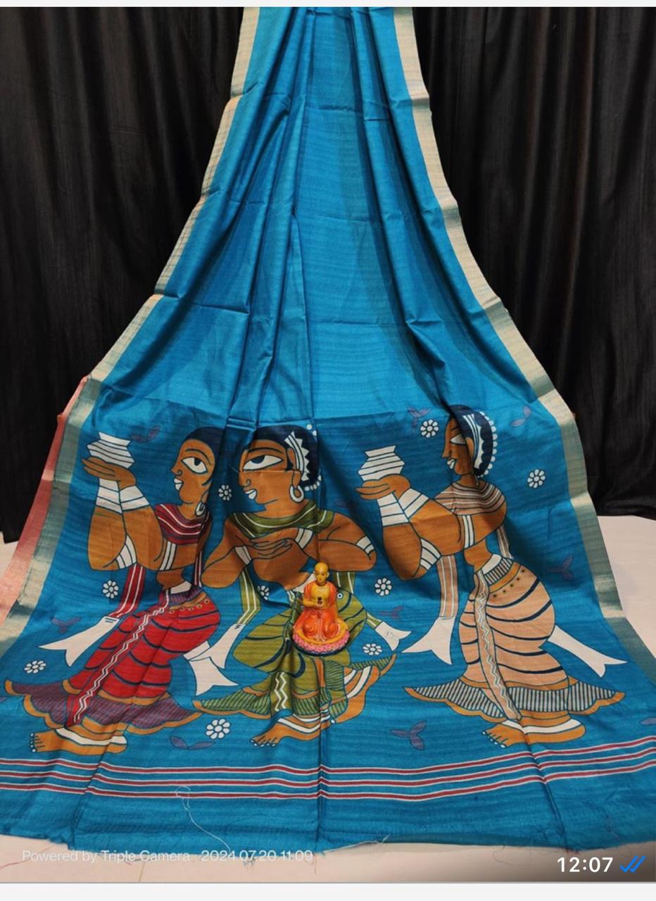 Matka Semi tussar art silk - Blue