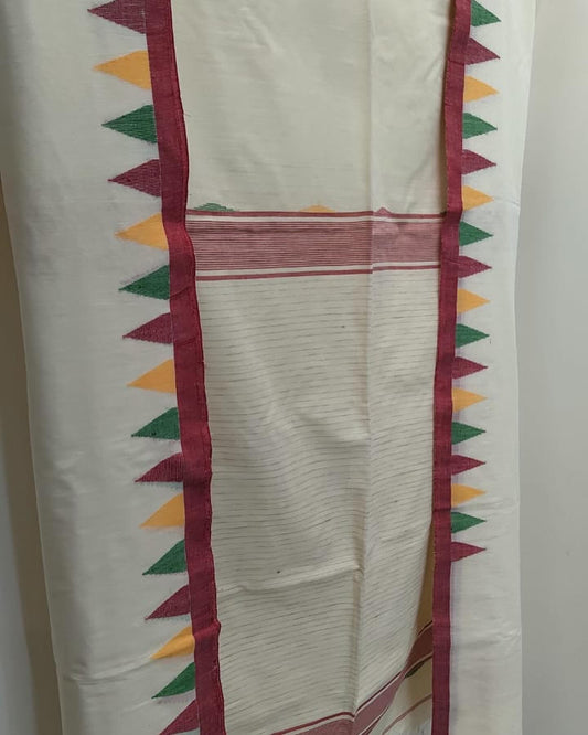 Premium quality cotton saree needle work - White - cotton saree