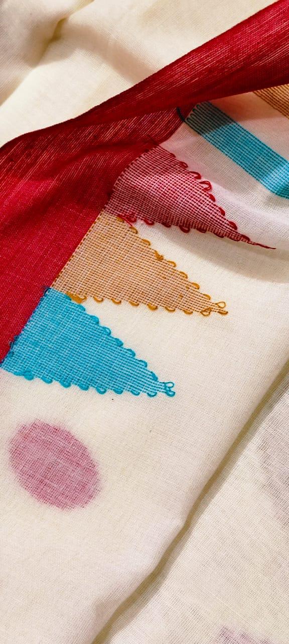 Premium quality cotton Jamdani saree for puja BP