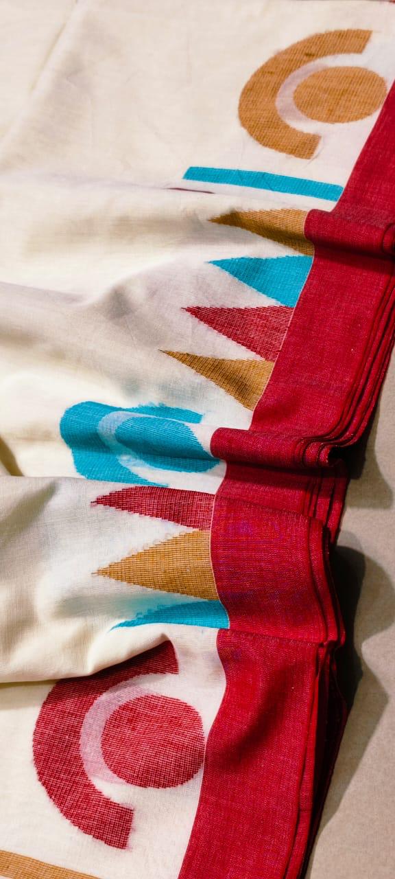 Premium quality cotton Jamdani saree for puja BP