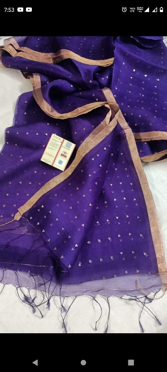 Muslin jamdani with sequins weaving saree - Violet