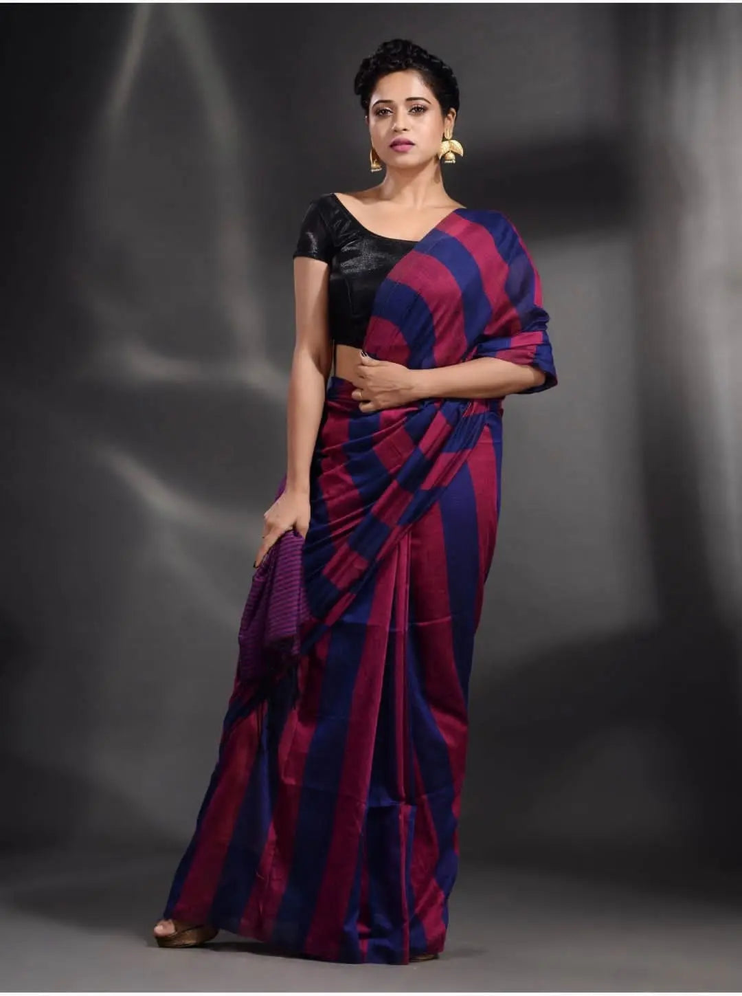 khadi cotton stripe saree Putul's fashion