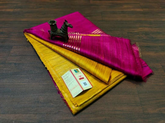 Tussar silk bi colour silk mark certified - Tussar saree