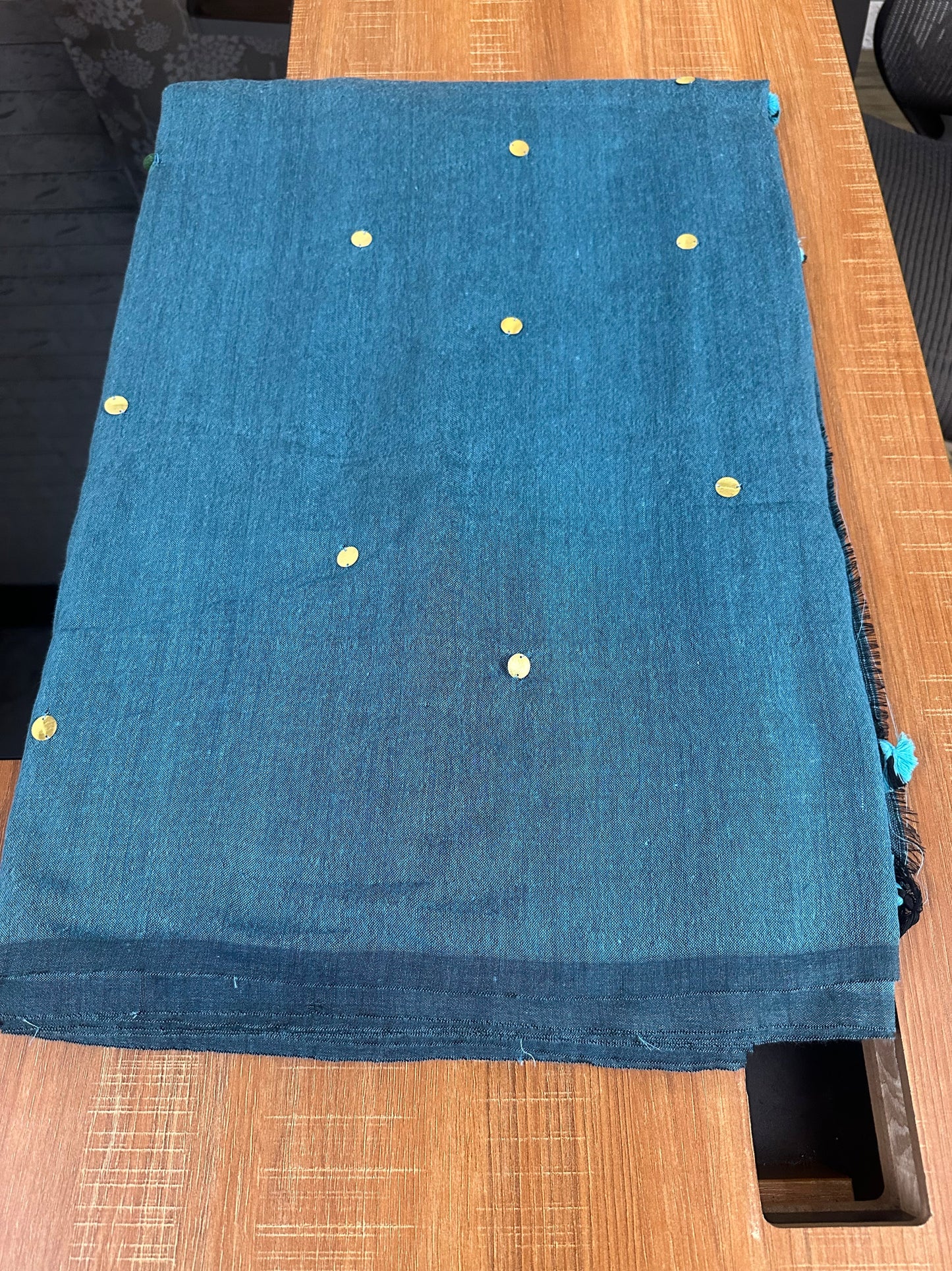 Gini khadi saree - A handloom saree - Blue - Khadi cotton saree