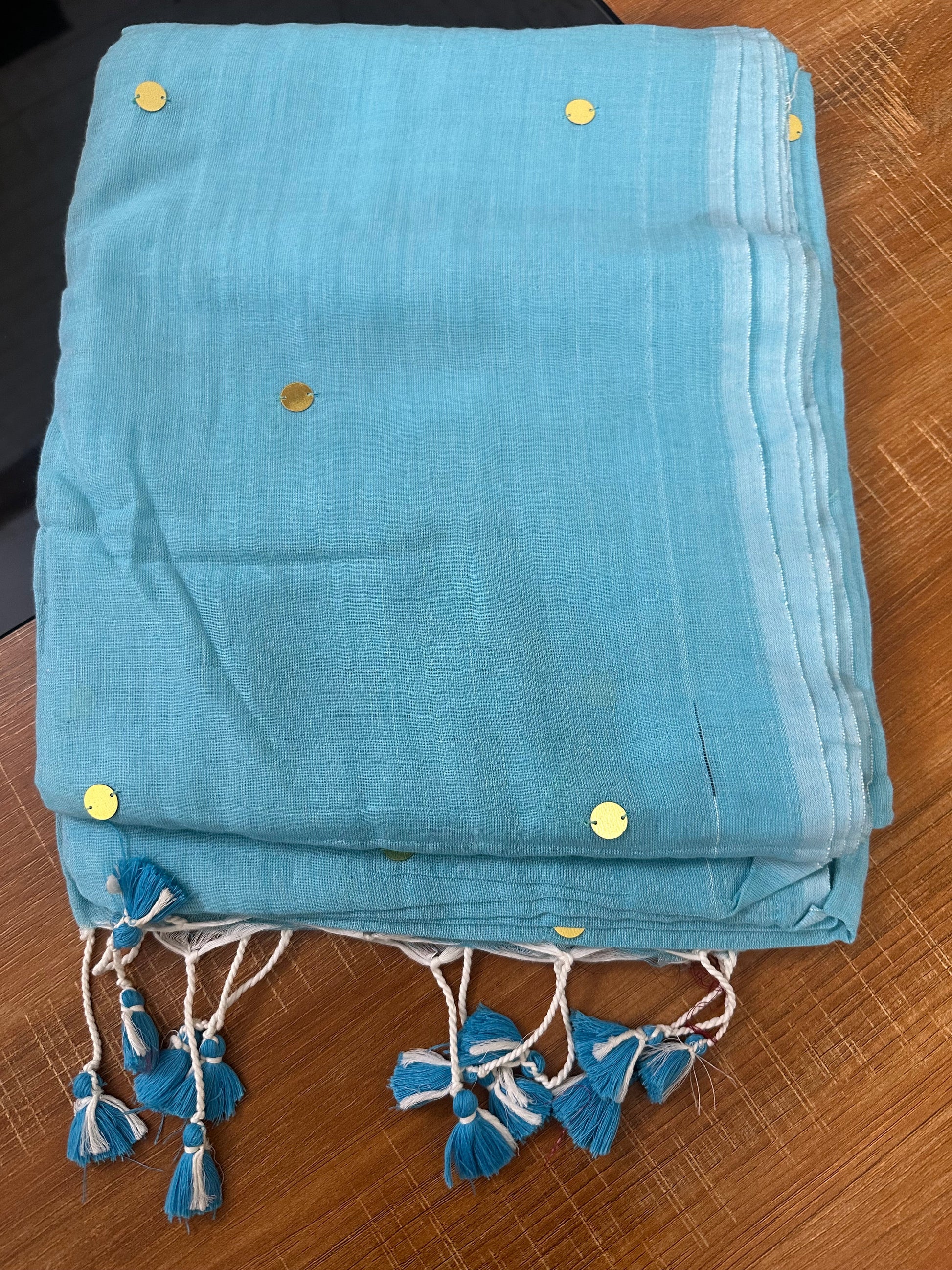 Gini khadi saree - A handloom saree - 🌌 sky - Khadi cotton saree