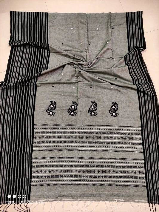 mercerized cotton saree ash 