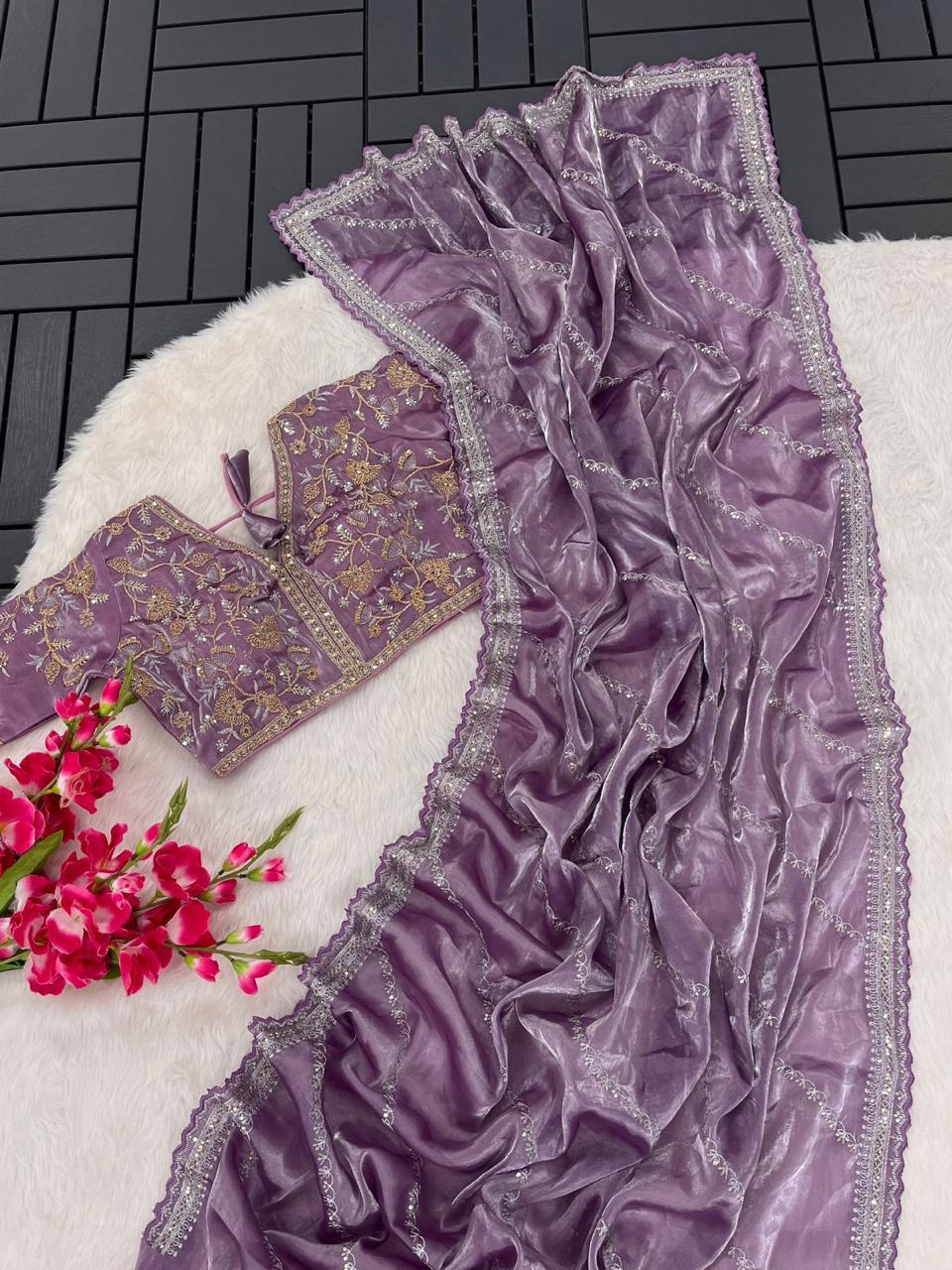 Jimmy choo sequins saree - Purple