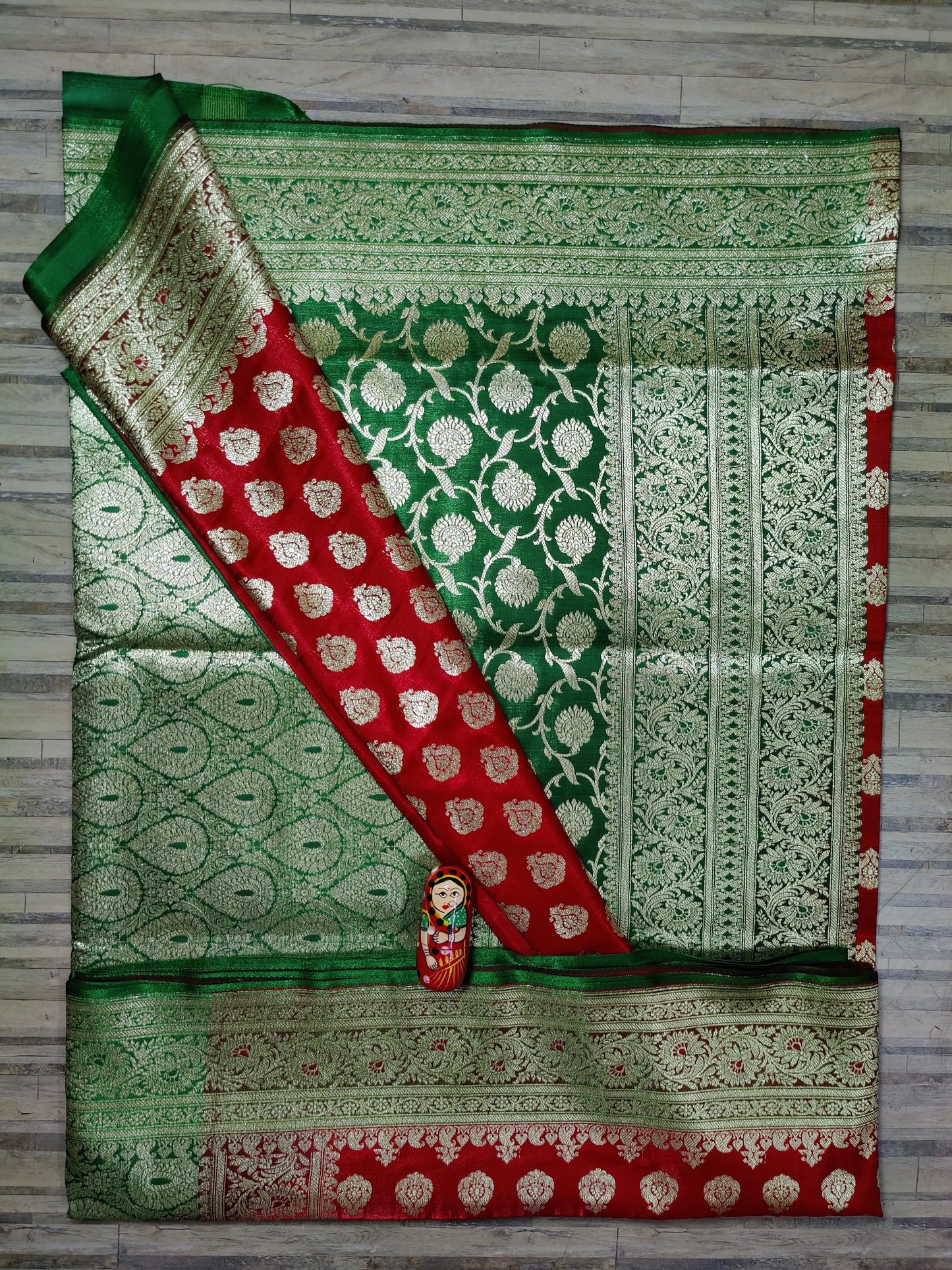 banarasi silk saree-red green Putul's fashion