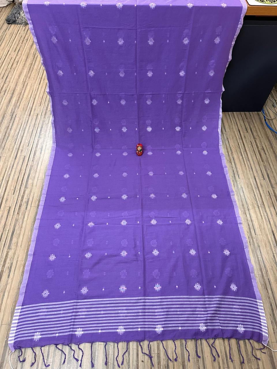 Khadi cotton saree with blouse - Violet - Khadi cotton saree