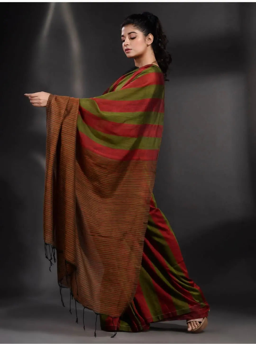 khadi cotton stripe saree Putul's fashion