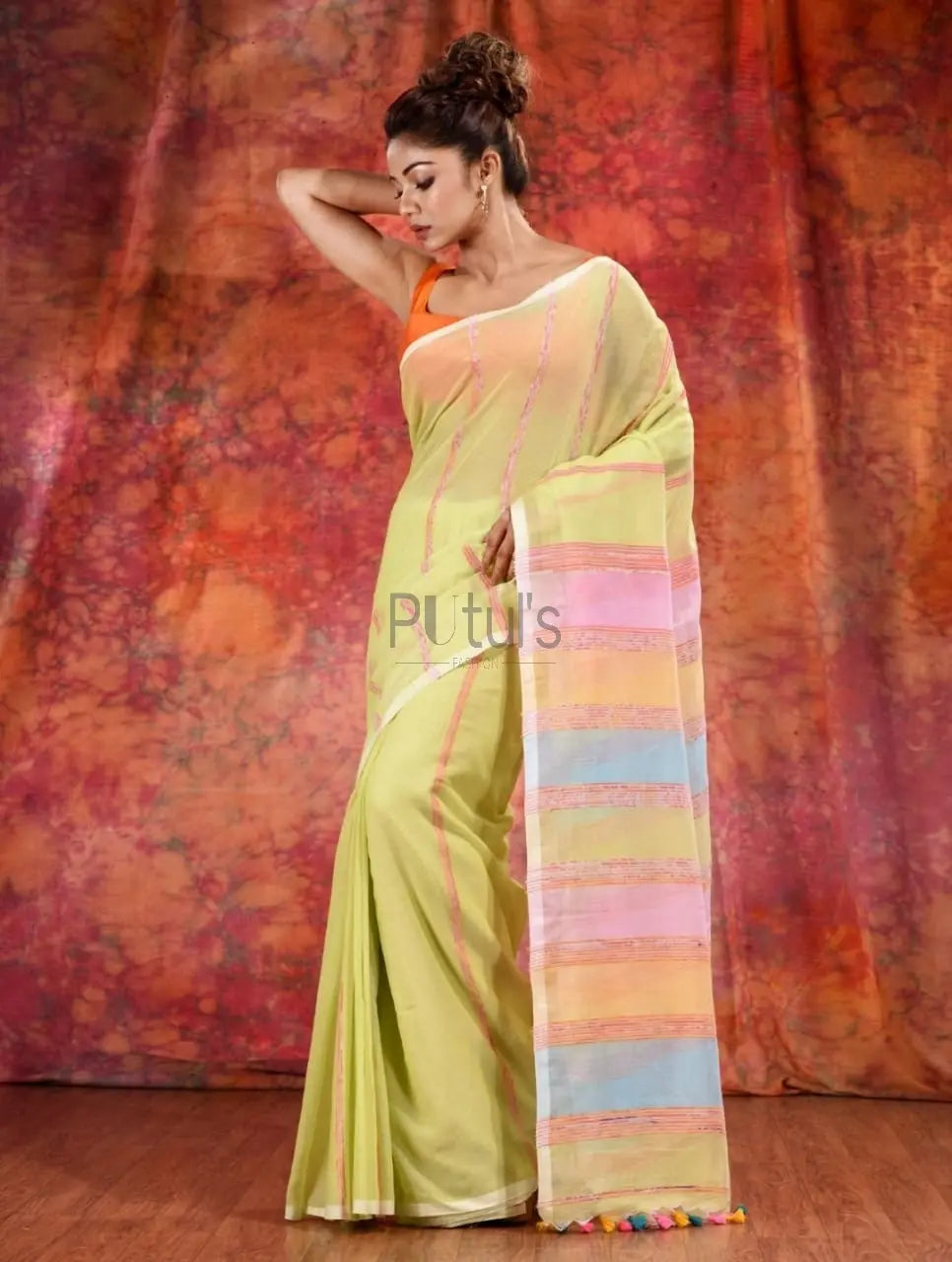 Khesh cotton saree - Green