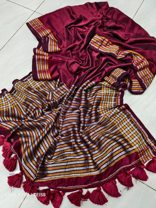 Modal cotton saree - Red - cotton saree