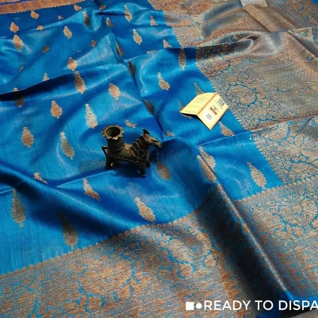 Muga tussar benarasi silk with silk mark Putul's Fashion