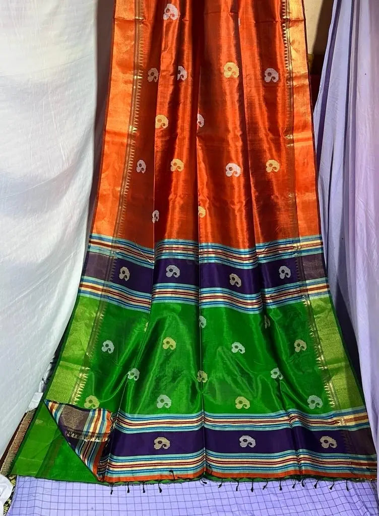 multicolour Bishnupur silk Kalakshetra saree Putul's Fashion