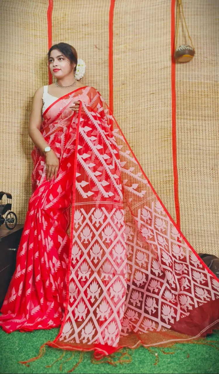 muslin banarasi saree of karat work Putul's fashion
