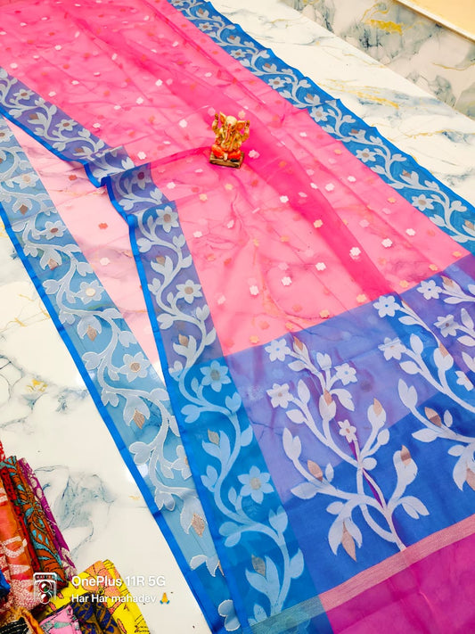 Muslin jamdani saree of Bengal Pink