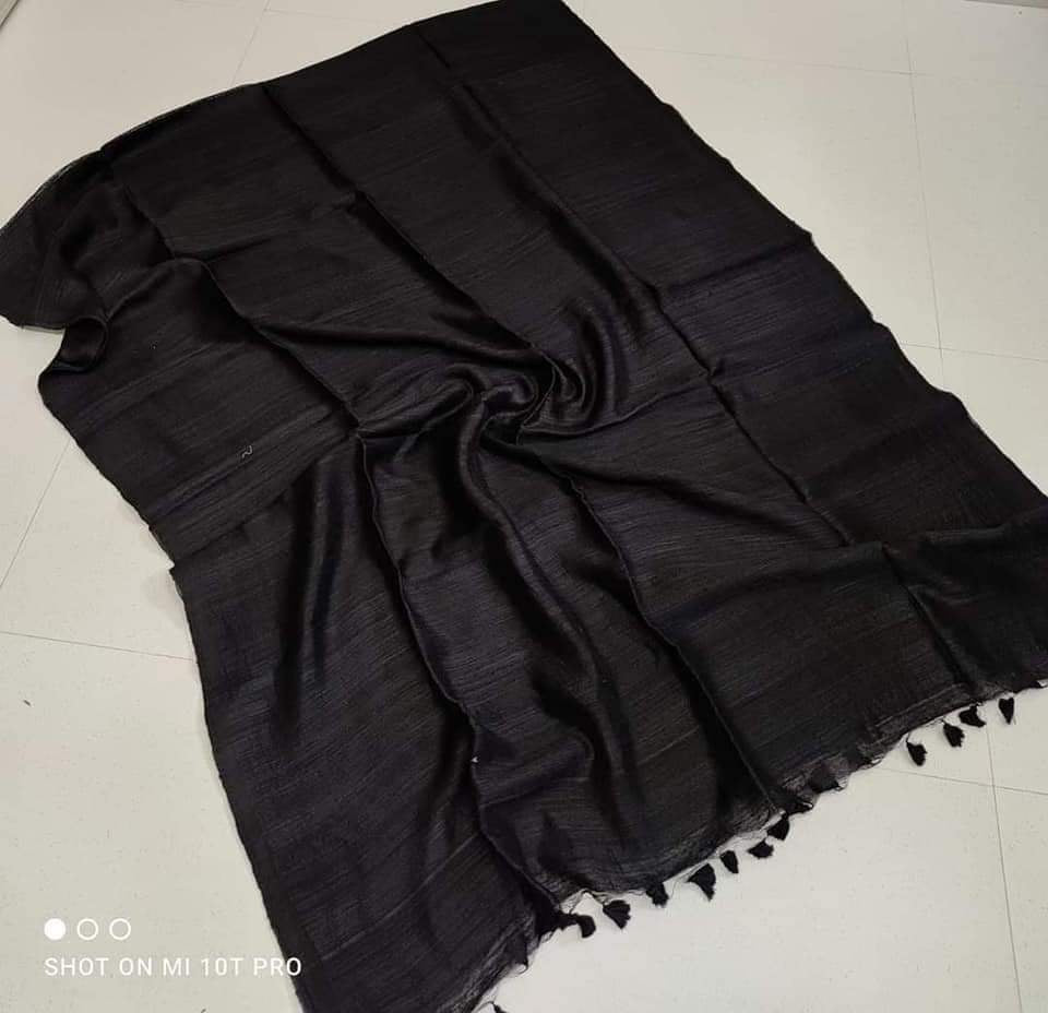 Plain Matka Saree Elegant Traditional Indian Clothing Black