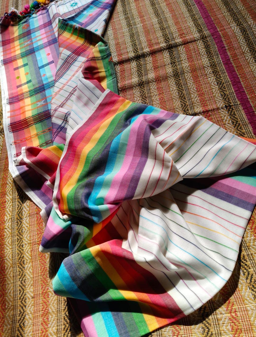 Premium cotton handloom rainbow saree - cotton saree