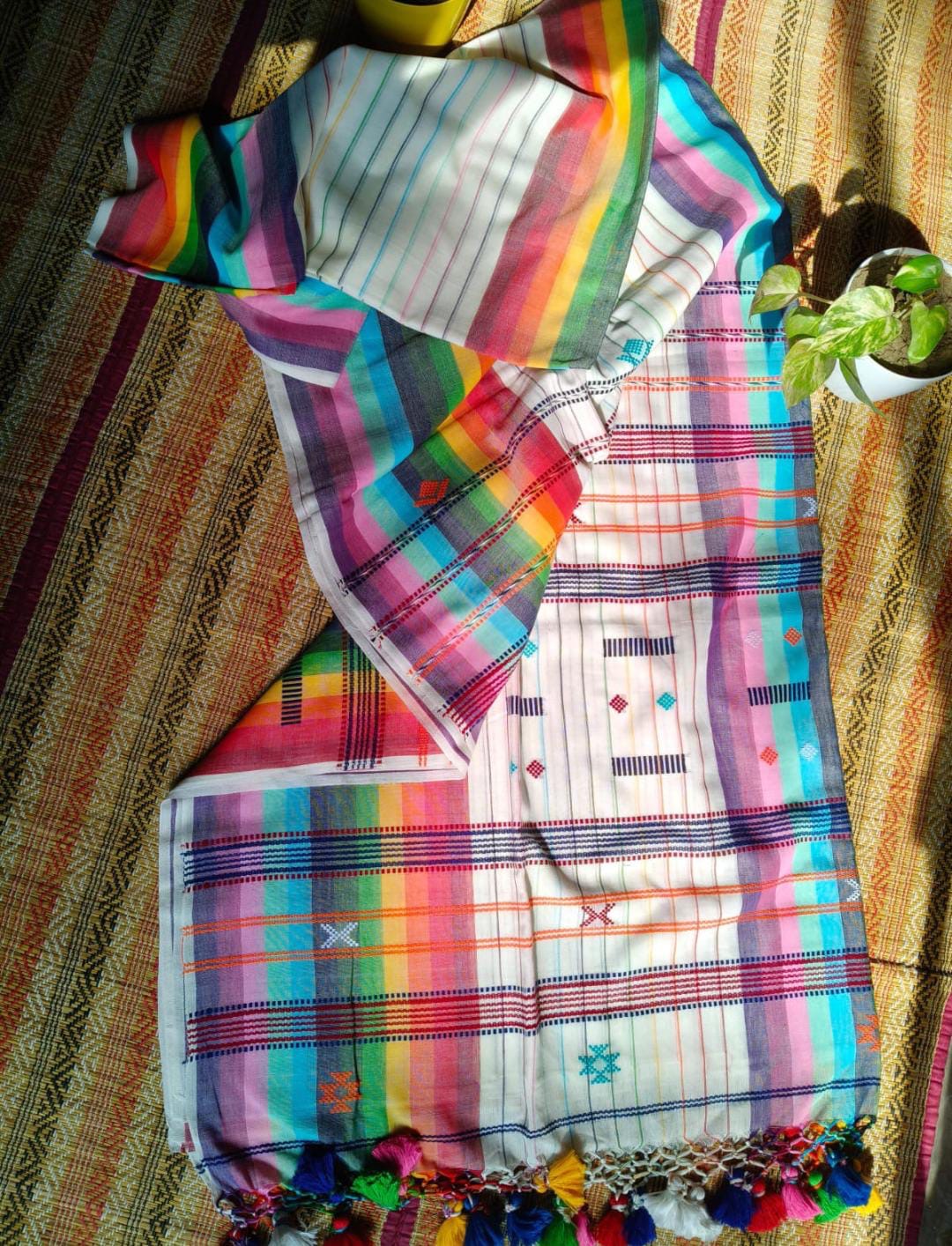 Premium cotton handloom rainbow saree - cotton saree