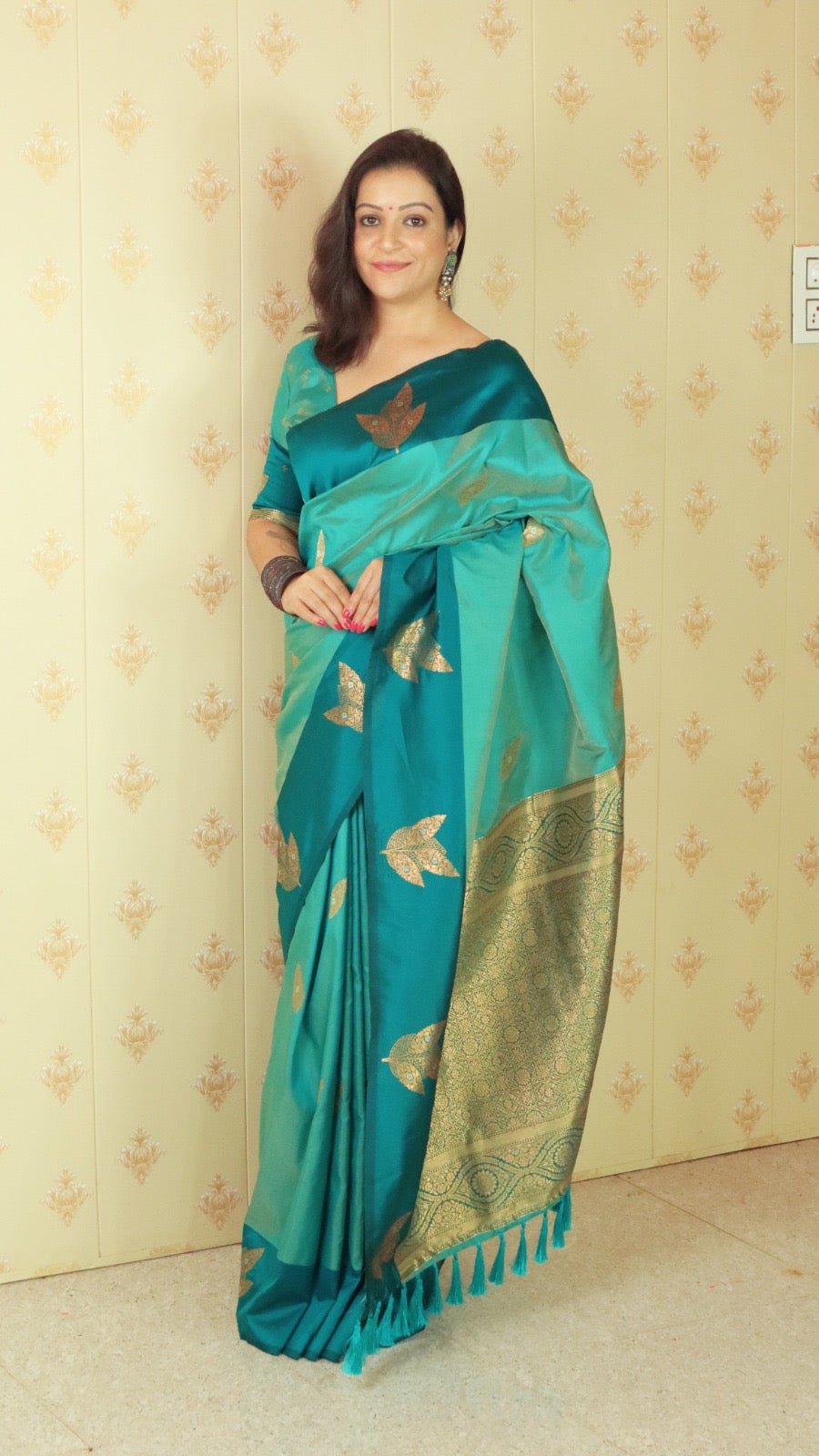Sari weaving soft Banarasi silk saree - Firoza - Banarasi Saree