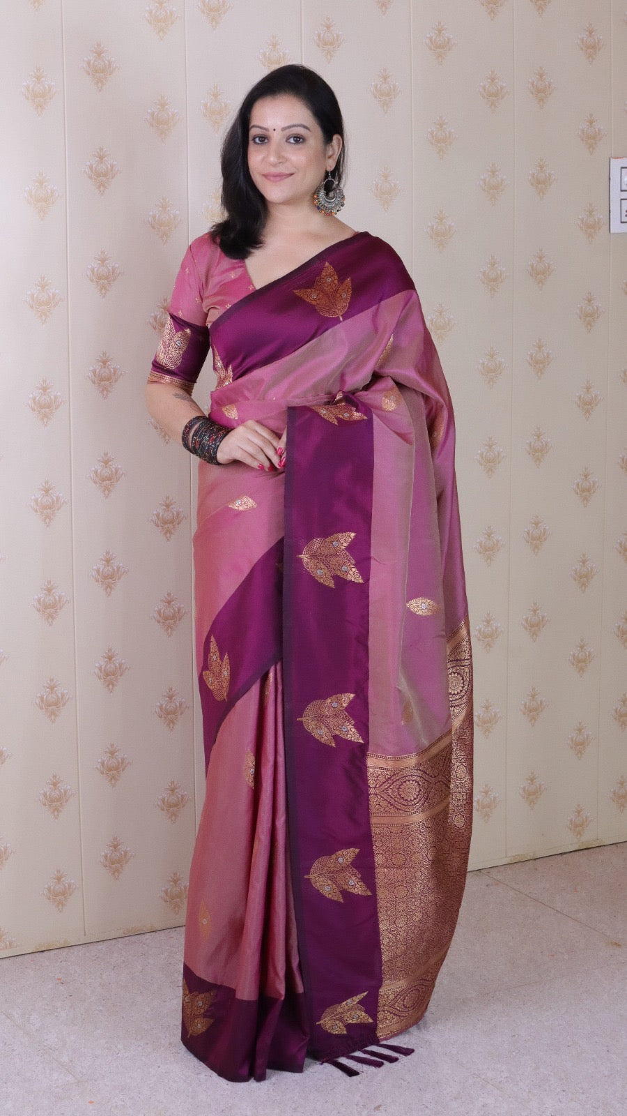 Sari weaving soft Banarasi silk saree - Pink - Banarasi Saree