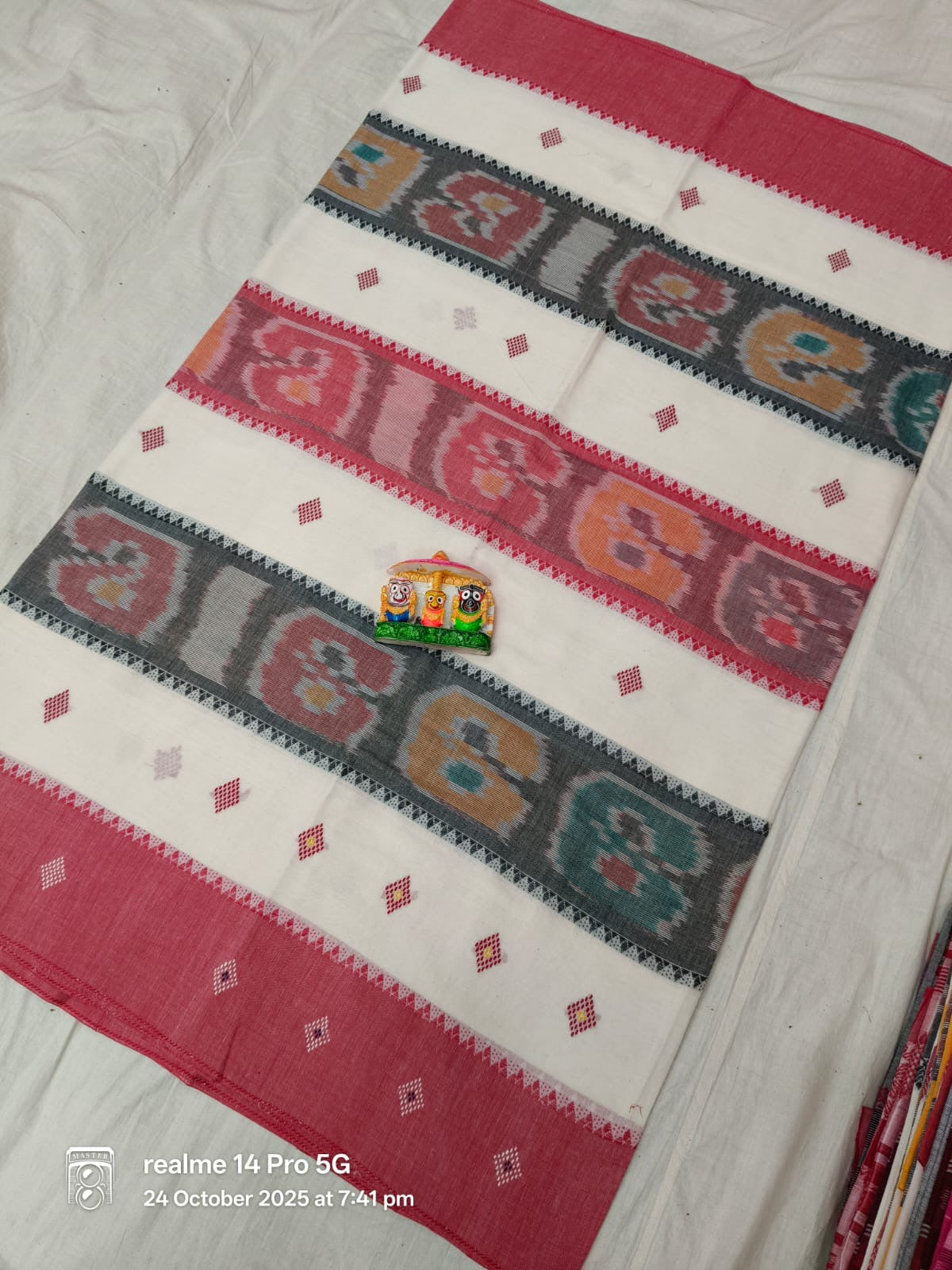 Soft authentic pure dhonekhali taant saree No blouse - White - Taant