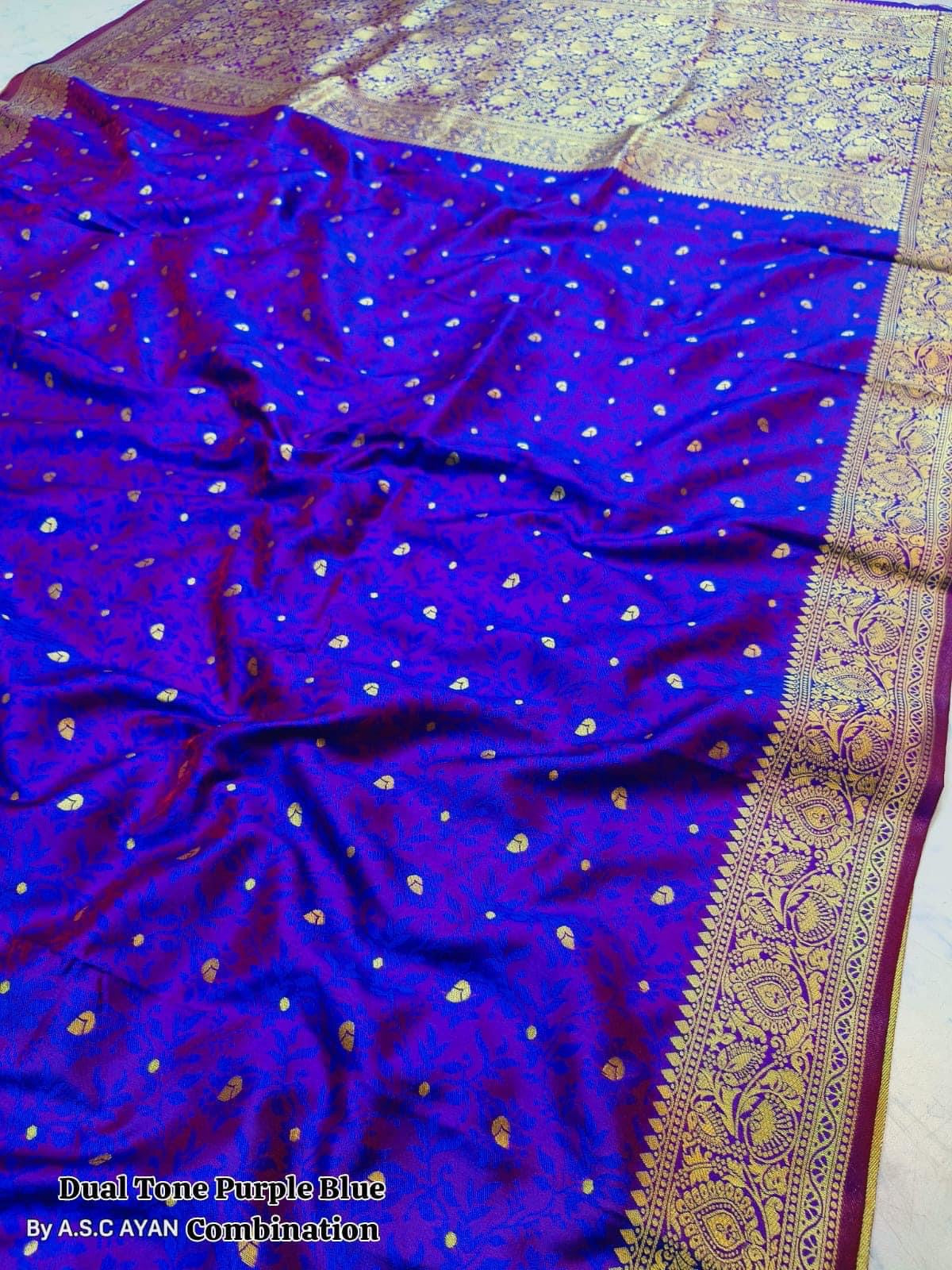 Tanchui katan banarasi saree - Blue - Banarasi Saree