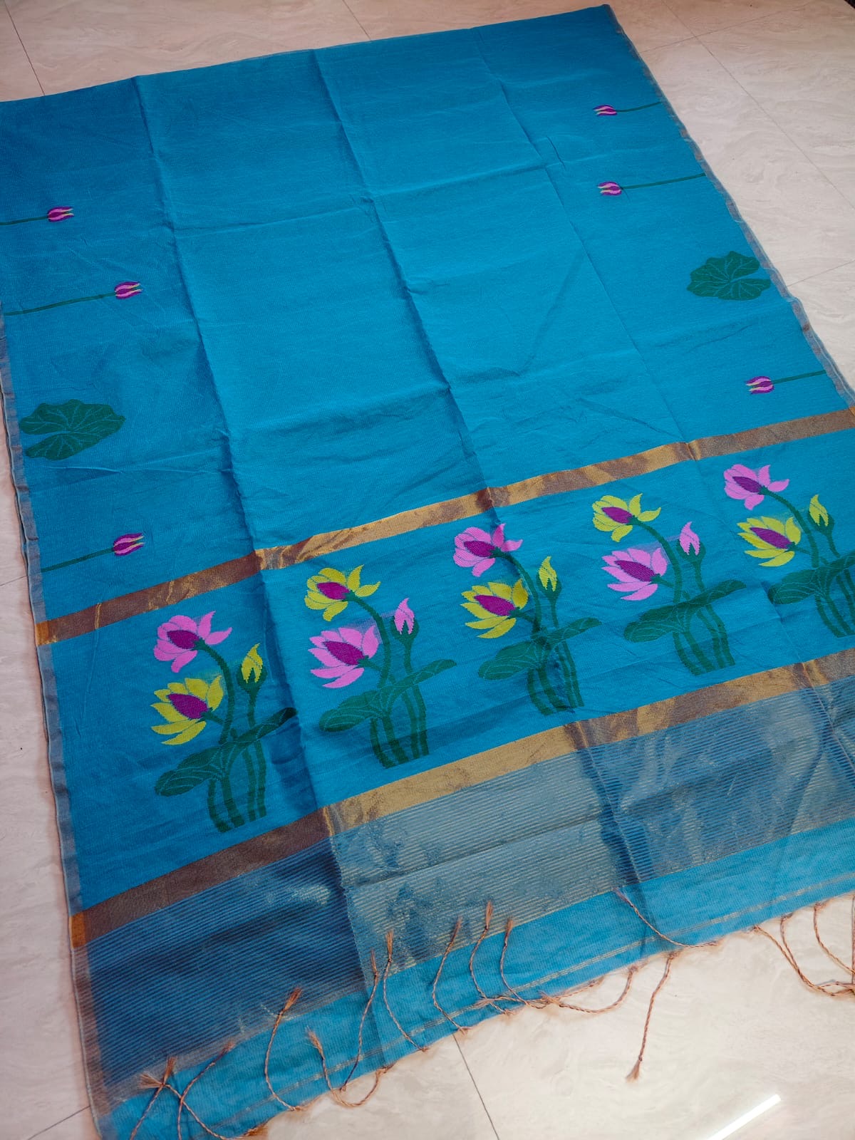 Tissue linen jamdani saree - Linen Saree