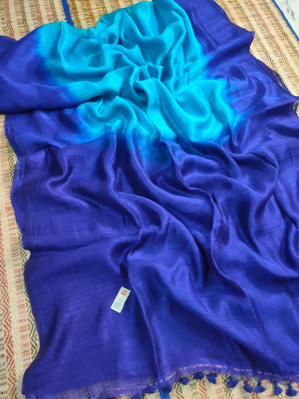 Wash motka saree silk mark certified-Bengal originated saree - Blue